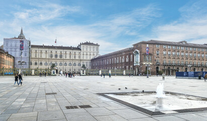 Obraz premium The beautiful Castle Square in Turin with the Royal Palace