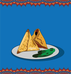 Samosa Indian and Pakistani food vector illustration