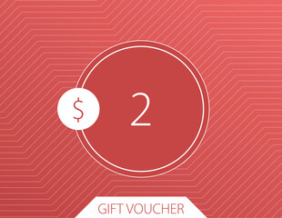 2$ Gift Voucher Vector Art Illustration with nice gradient background, text and font