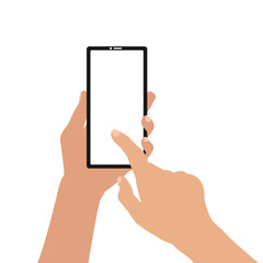 hand holding smart phone vector icon design.