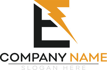 E Letter Logo Stock Bolt lighting Electric Power