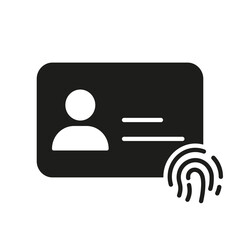 Personal ID Card with Fingerprint Silhouette Icon. Thumbprint ID Plastic Card Identification for Company Employee Pictogram. User Fingerprint Security Identity Sign. Isolated Vector Illustration