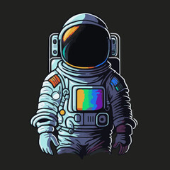 illustration of an Astronaut into the Space for Logo or Mascot