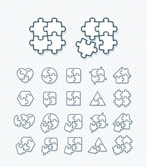 Jigsaw puzzle icons collection - vector