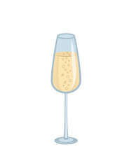Goblet of champagne. Christmas goblet. Flat, cartoon, vector