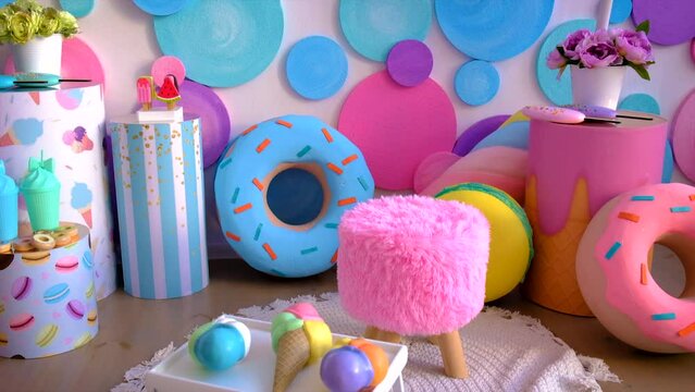 Room decor children's sweets. Selective focus.