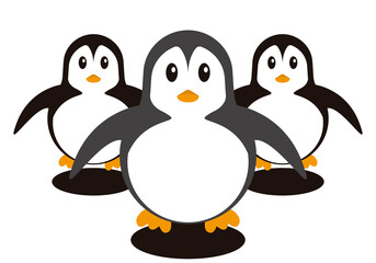 Obraz premium Tres pingüinos pequeños.