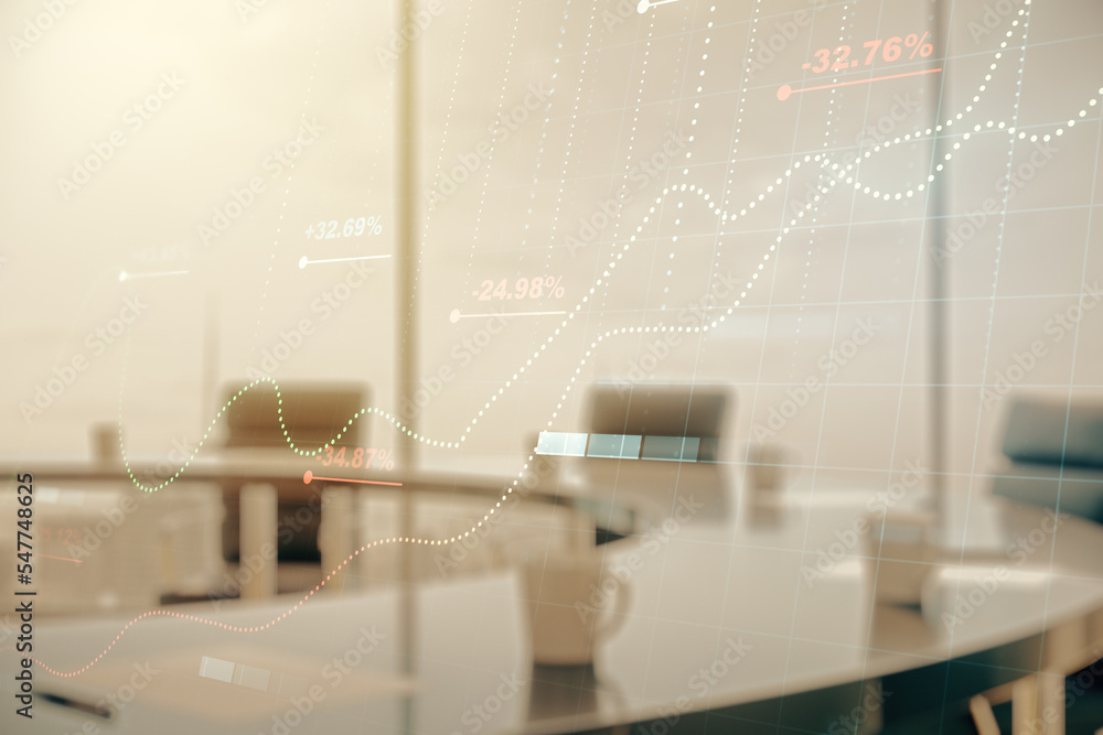 Poster abstract virtual analytics data spreadsheet on a modern coworking room background, analytics and ana