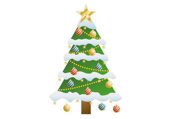 Árbol de navidad con ornamentación en fondo blanco.