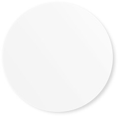 Empty white circle sticker template isolated on transparent background.