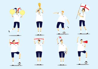 Vector of England Football Fans and Supporters Characters For Soccer Event