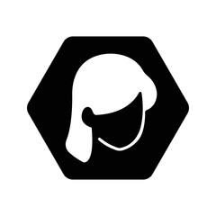 Beautiful woman face logo. Editable black vector graphics.