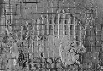 Cement reinforcement with wire mesh background and texture