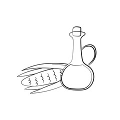 Corn oil icon sign. Maize oil bottle icon. Vector cartoon hand drawn illustration
