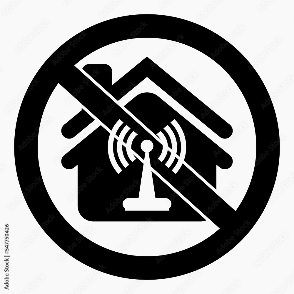 Poster iicon no wi-fi at home. wi-fi ban in the house. do not use wi-fi in the house. vector icon.wi-fi ban