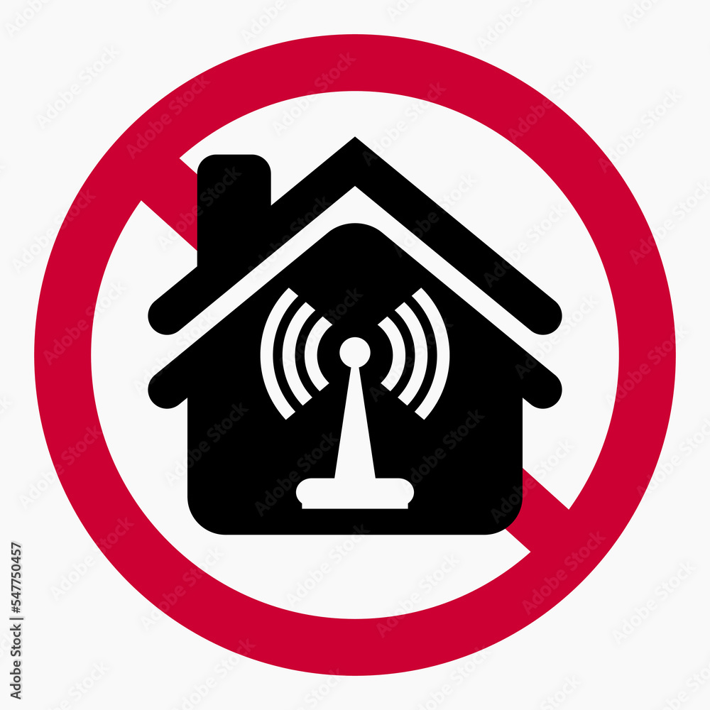 Aufkleber iicon no wi-fi at home. wi-fi ban in the house. do not use wi-fi in the house. vector icon.wi-fi ban