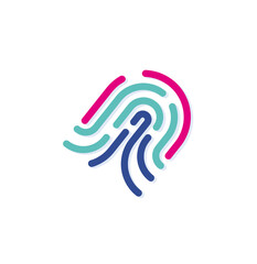 Naklejka premium Abstract colorful fingerprint logo icon. Modern lines with new pop art colors. Bold line clean style template set.