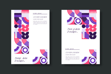 Abstract geometric shapes pattern, Bauhaus minimal art design background. Modern circle, triangle and square Bauhaus pattern backgrounds, posters and covers trendy