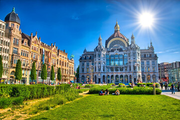 Central station of Antwerp, Belgium, Benelux, HDR