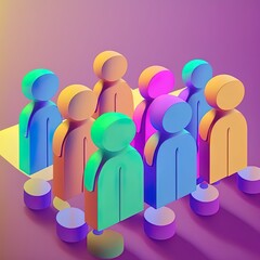 3d leadership Bunch of people user social network icon. 3d rendering. 2d illustrated illustration