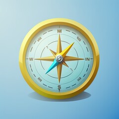 Compass. 3d 2d illustrated icon. Cartoon minimal style.