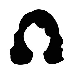 Female, girl, head icon. Black vector illustration.