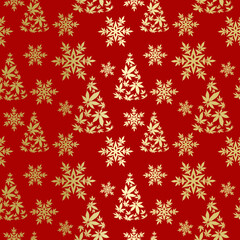 Christmas tree with cannabis leaves seamless  pattern