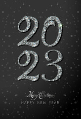Happy New Year 2023 greeting card. Diamond background - 547754065