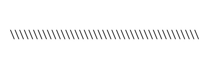 Slash line. Border with diagonal lines. Angle of tilt stripes. Black pattern of footer isolated vector on white background. - obrazy, fototapety, plakaty