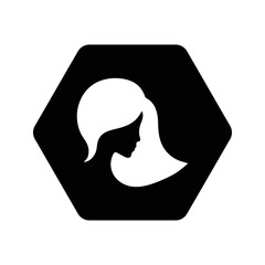 long hair style icon, logo of women's face on white background