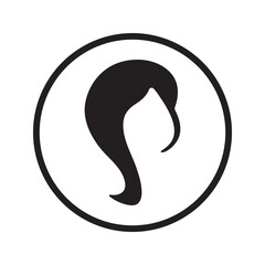 Long wavy hair variant icon. Black vector design.