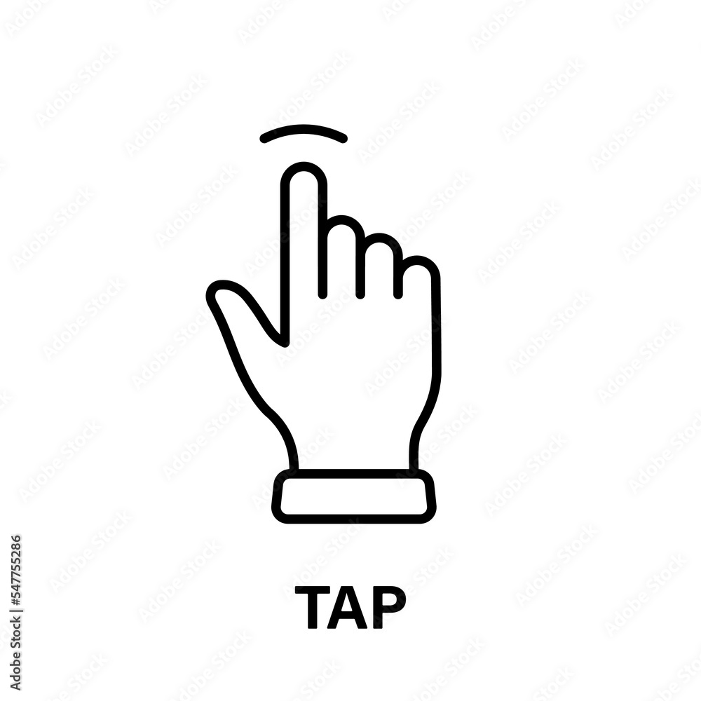 Poster tap gesture of computer mouse. pointer finger black line icon. cursor hand linear pictogram. touch c