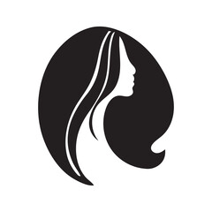 Vector silhouettes of girls' icons. Black editable vector graphics.