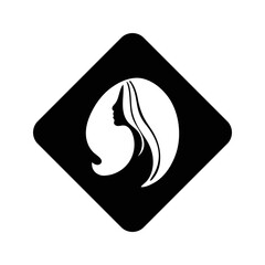 Vector silhouettes of girls' icons. Black editable vector graphics.