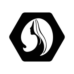Vector silhouettes of girls' icons. Black editable vector graphics.