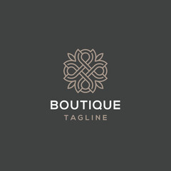 Flower boutique line logo icon design template flat vector