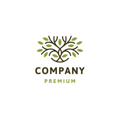 Green tree logo icon design template flat vector