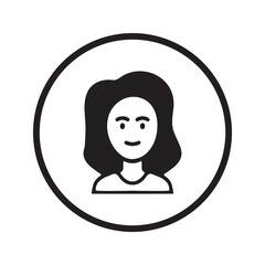 Women face simple icon. Editable black vector illustration.