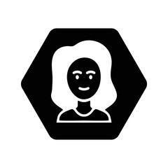 Women face simple icon. Editable black vector illustration.