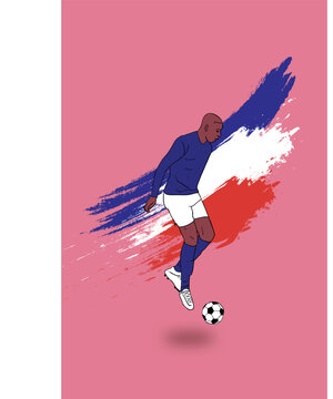  illustration de footballeur de l'&eacute;quipe de france sur fond uni