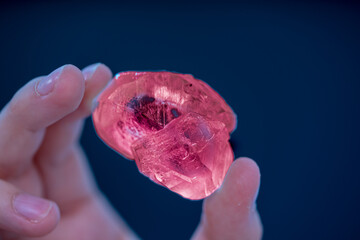 natural red crystal of mineral origin for use in jewelry production and technology