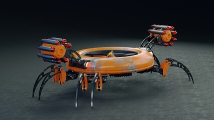 Drone carrying missile.3D artwork.3D rendering.3D illustration