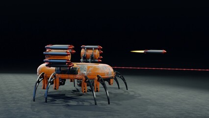 Drone carrying missile.3D artwork.3D rendering.3D illustration