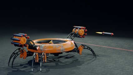 Drone carrying missile.3D artwork.3D rendering.3D illustration