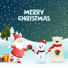 Merry Christmas with Santa Claus vector illustration