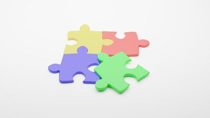 Fototapeta premium Autism symbol multicolored jigsaw puzzle isolated on white background. Symbol autistic spectrum disorder and neurodiversity awareness.