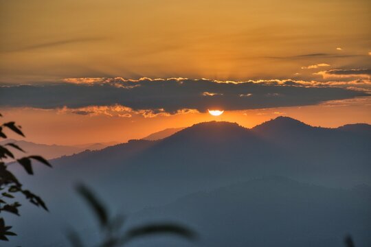 Sunset Annapurna peak in the Himalaya mountains, Nepal