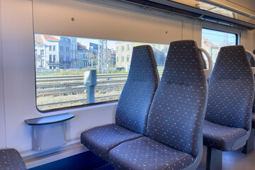 Emtpy interior of a train in Belgium