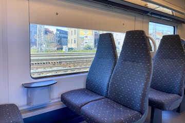 Emtpy interior of a train in Belgium
