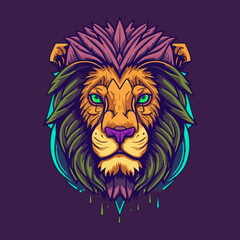 Lions Head mascot logo design illustration for sport or e-sport